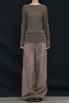 SWAYING 24 Autumn and Winter Wool Blended One-shoulder Lamb Leg Sleeve Top SW-SW24AW1T17-ZONG Brown SW-SW24AW1T13